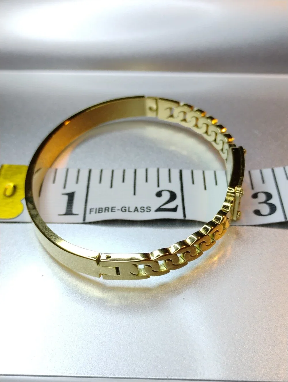 New Gold Logo Plaque Chain Bangle Bracelet